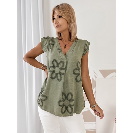 bluzka calandrina khaki one size ze sklepu UBRA w kategorii Bluzki damskie - zdjęcie 184251487