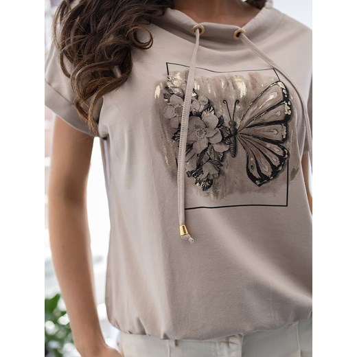 Bluzka damska z krótkim rękawem z okrągłym dekoltem 
