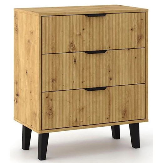 Komoda ryflowana z 3 szufladami dąb artisan N2-Z51 ze sklepu Edinos.pl w kategorii Komody - zdjęcie 184251815