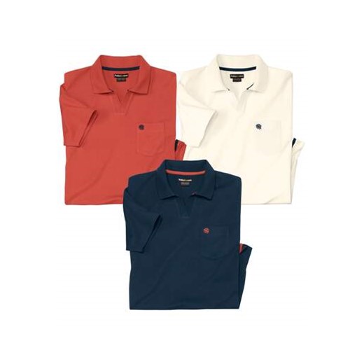 Zestaw 3 bawełnianych koszulek polo bez guzików ze sklepu Atlas For Men w kategorii T-shirty męskie - zdjęcie 184254248