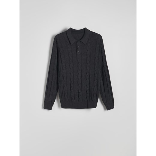 Reserved - Sweter polo z długim rękawem - szary ze sklepu Reserved w kategorii Swetry męskie - zdjęcie 184254489