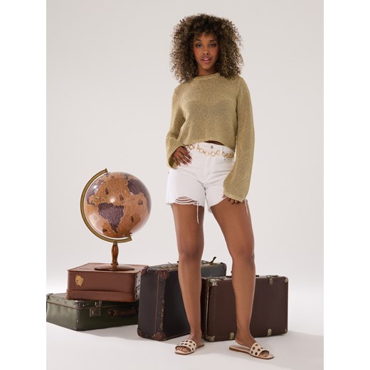 Sinsay - Ażurowy sweter z szerokimi rękawami - złoty Sinsay M Sinsay