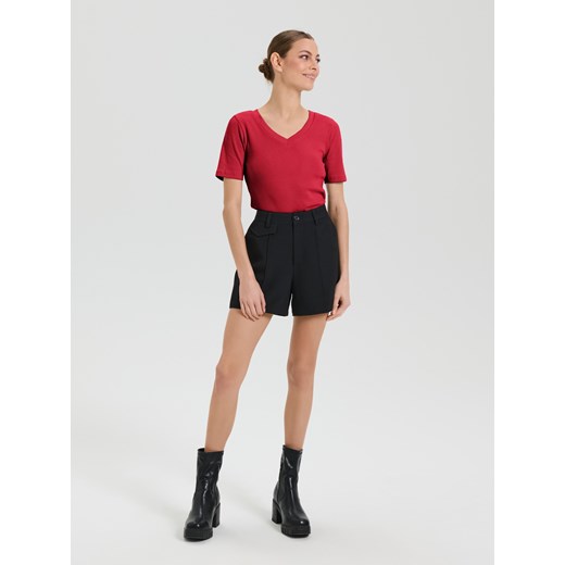 Sinsay - Koszulka z dekoltem V - czerwony Sinsay XL Sinsay