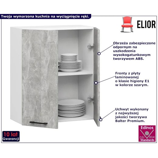Dwudrzwiowa szafka kuchenna z półkami w kolorze betonu 80 cm A9-H03 Elior One Size Edinos.pl