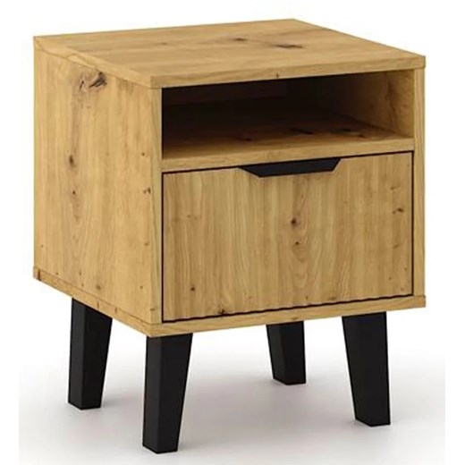 Stolik nocny ryflowany z szufladą dąb artisan L8-L18 ze sklepu Edinos.pl w kategorii Stoliki i szafki nocne - zdjęcie 184257485