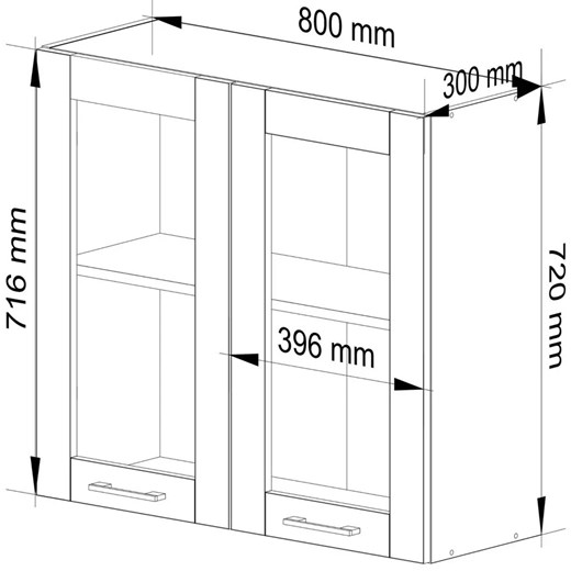 Górna szafka kuchenna z witryną beton R3-G86 Elior One Size Edinos.pl