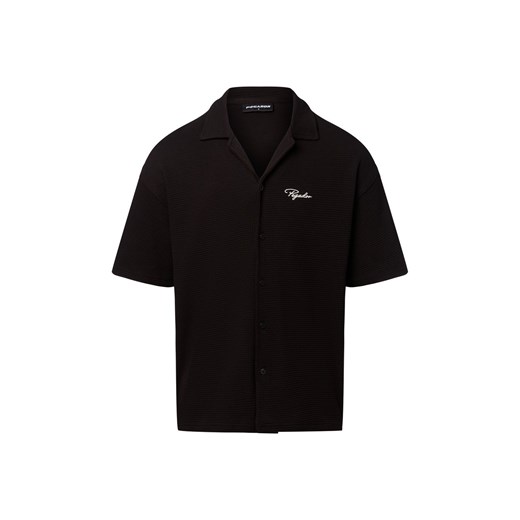 PEGADOR Koszula męska - Signar Mężczyźni Comfort Fit Bawełna czarny jednolity ze sklepu vangraaf w kategorii Koszule męskie - zdjęcie 184258969