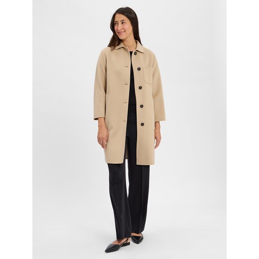 Weekend Max Mara Płaszcz damski z wełny dziewiczej - Zenone Kobiety wełna ze strzyży beżowy jednolity ze sklepu vangraaf w kategorii Płaszcze damskie - zdjęcie 184258979