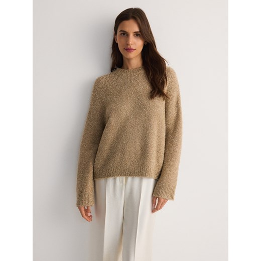 Reserved - Sweter z metalizowaną nitką - złoty ze sklepu Reserved w kategorii Swetry damskie - zdjęcie 184259029