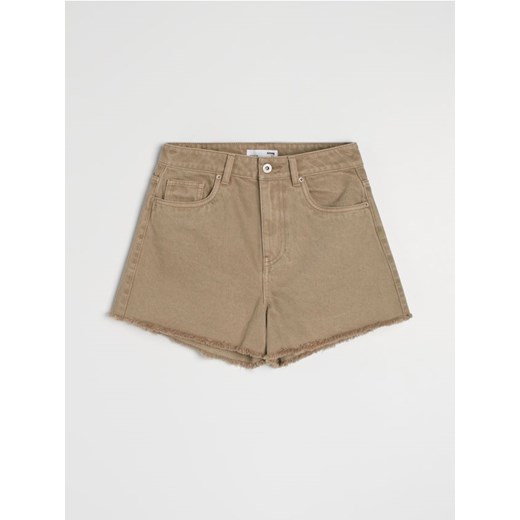 Sinsay - Szorty jeansowe high waist - zielony ze sklepu Sinsay w kategorii Szorty - zdjęcie 184259175