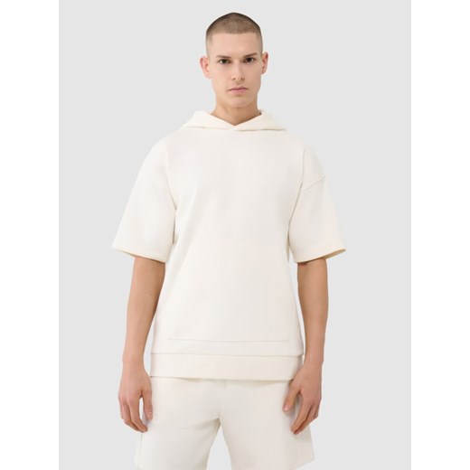Męska bluza dresowa z krótkim rękawem 4F 4FRSS25TSWSM2145 - biała ze sklepu Sportstylestory.com w kategorii Bluzy męskie - zdjęcie 184259527