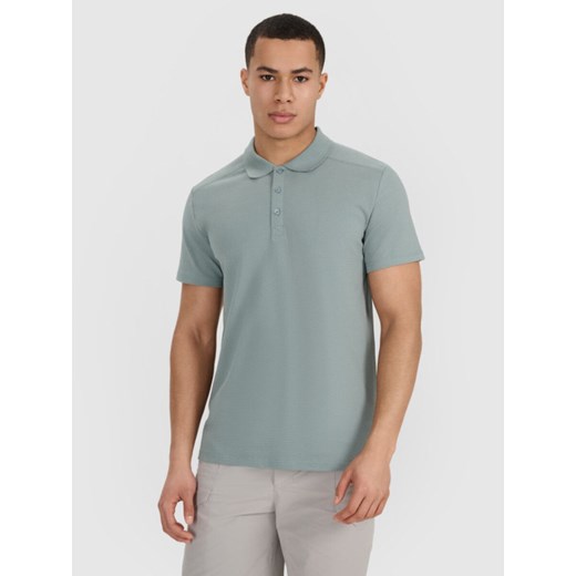 Męska koszulka polo 4F 4FRSS25TPTSM635 - zielona ze sklepu Sportstylestory.com w kategorii T-shirty męskie - zdjęcie 184259546