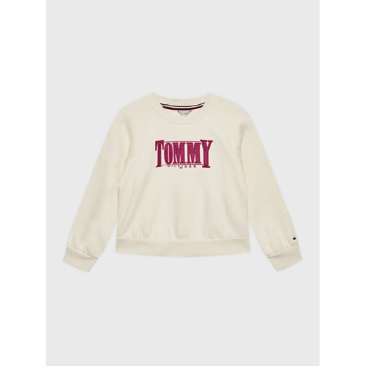 Tommy Hilfiger Bluza Sateen KG0KG06953 Beżowy Regular Fit ze sklepu MODIVO w kategorii Bluzy dziewczęce - zdjęcie 184261008