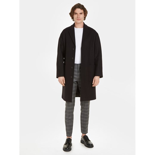Calvin Klein Płaszcz wełniany K10K111745 Czarny Regular Fit ze sklepu MODIVO w kategorii Płaszcze męskie - zdjęcie 184261646