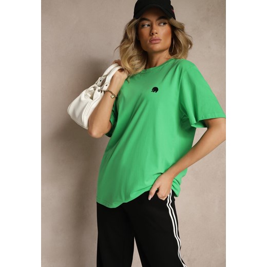 Zielona Bawełniana Koszulka T-shirt z Małym Słonikiem Laniriel ze sklepu renee.pl w kategorii Bluzki damskie - zdjęcie 184262355