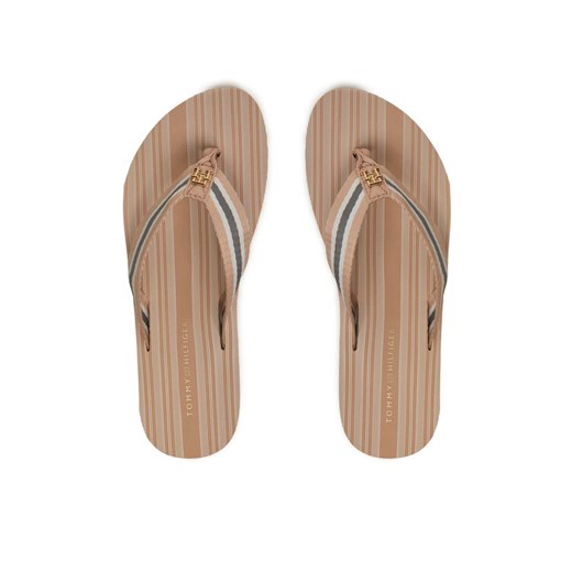 Japonki Tommy Hilfiger Im Th Print Beach Sandal FW0FW08370 Beżowy ze sklepu eobuwie.pl w kategorii Klapki damskie - zdjęcie 184262367