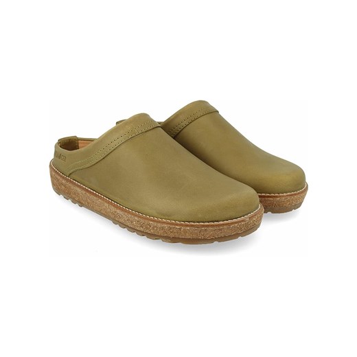 HAFLINGER Skórzane chodaki w kolorze khaki ze sklepu Limango Polska w kategorii Klapki damskie - zdjęcie 184263087