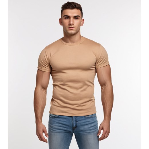 T-shirt premium bawełniany beżowy Recea ze sklepu Recea.pl w kategorii T-shirty męskie - zdjęcie 184263517