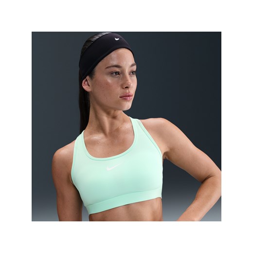 Damski stanik sportowy z wkładkami Nike Swoosh Medium Support - Zieleń ze sklepu Nike poland w kategorii Biustonosze - zdjęcie 184264316