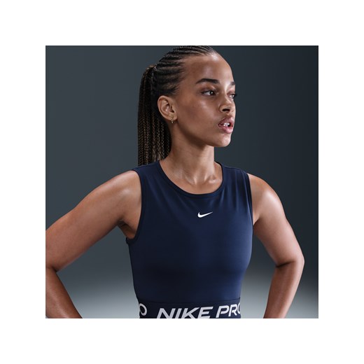 Damska koszulka bez rękawów o skróconym kroju Dri-FIT Nike Pro - Niebieski ze sklepu Nike poland w kategorii Bluzki damskie - zdjęcie 184264328