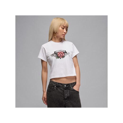 Damski dopasowany T-shirt z grafiką Jordan Flight - Biel ze sklepu Nike poland w kategorii Bluzki damskie - zdjęcie 184264559