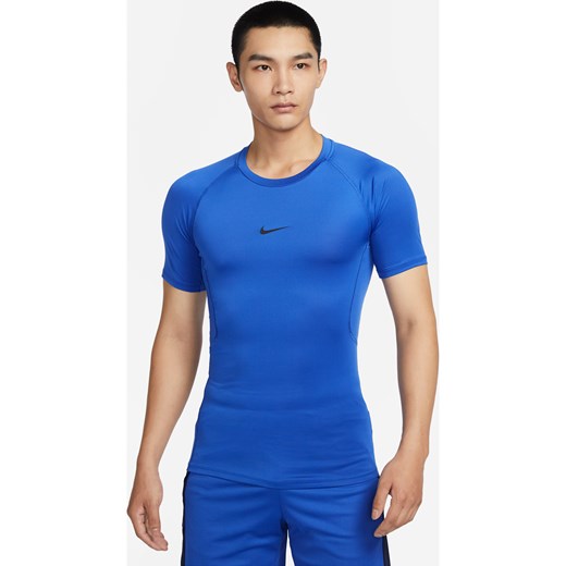 Męska przylegająca koszulka z krótkim rękawem do fitnessu Dri-FIT Nike Pro - Niebieski ze sklepu Nike poland w kategorii T-shirty męskie - zdjęcie 184264668