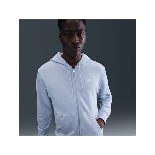 Męska rozpinana bluza dzianinowa z kapturem Nike Club - Szary ze sklepu Nike poland w kategorii Bluzy męskie - zdjęcie 184264695