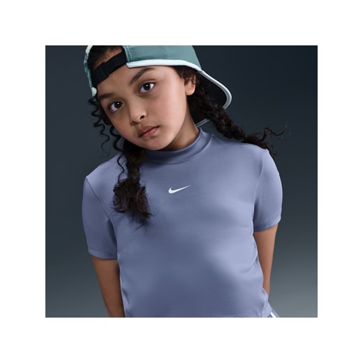 Dziewczęca koszulka z krótkim rękawem Dri-FIT Nike Pro - Niebieski ze sklepu Nike poland w kategorii Bluzki damskie - zdjęcie 184264737