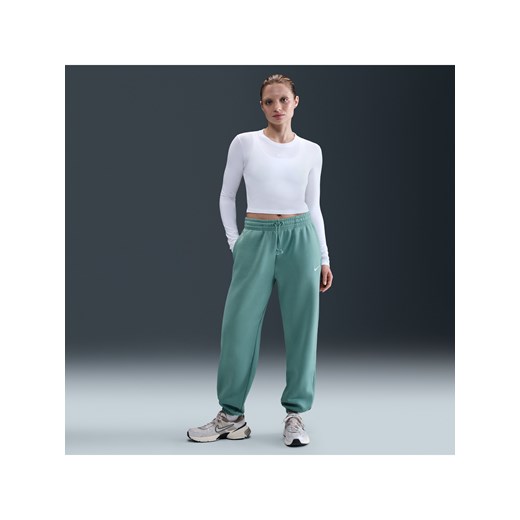 Damskie spodnie dresowe o kroju oversize z wysokim stanem Nike Sportswear Phoenix Fleece - Zieleń ze sklepu Nike poland w kategorii Spodnie damskie - zdjęcie 184264806