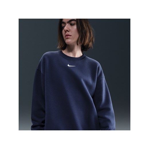 Damska bluza dresowa z półokrągłym dekoltem o kroju oversize Nike Sportswear Phoenix Fleece - Niebieski ze sklepu Nike poland w kategorii Bluzy damskie - zdjęcie 184264895