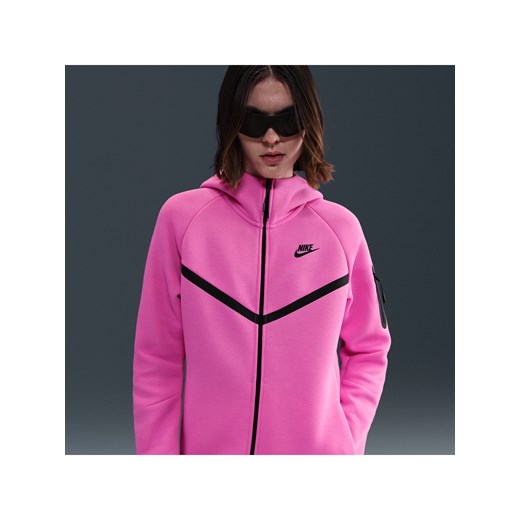 Damska bluza z kapturem i zamkiem na całej długości Nike Sportswear Tech Fleece Windrunner - Różowy ze sklepu Nike poland w kategorii Bluzy damskie - zdjęcie 184265075