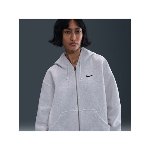 Damska bluza z kapturem o kroju oversize z zamkiem na całej długości Nike Sportswear Phoenix Fleece - Brązowy ze sklepu Nike poland w kategorii Bluzy damskie - zdjęcie 184265085