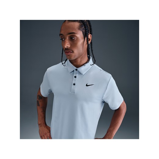 Męska gładka koszulka polo do golfa Dri-FIT Nike Tour - Niebieski Nike M Nike poland