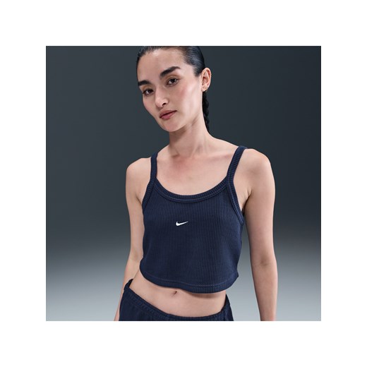 Damska krótka koszulka bez rękawów Nike Sportswear Chill Waffle - Niebieski ze sklepu Nike poland w kategorii Bluzki damskie - zdjęcie 184265108
