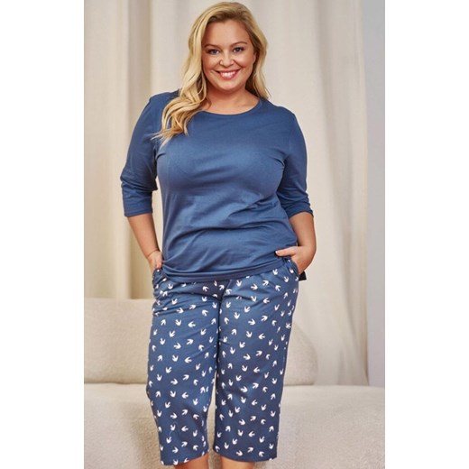 Doctor Nap piżama damska plus size PB.7264.DEEP_BLUE, Kolor niebieski-wzór, Rozmiar L, Doctor Nap ze sklepu Intymna w kategorii Piżamy damskie - zdjęcie 184268795