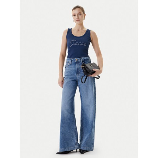 Guess Top W5YP00 KCXJ2 Granatowy Classic Fit ze sklepu MODIVO w kategorii Bluzki damskie - zdjęcie 184269376