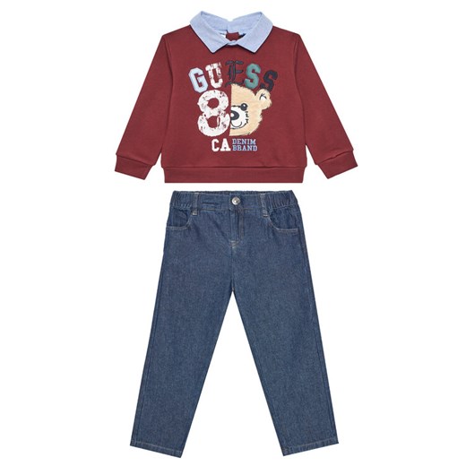 Guess Komplet bluza i spodnie materiałowe N5YG13 KAX74 Bordowy Regular Fit ze sklepu MODIVO w kategorii Komplety chłopięce - zdjęcie 184269399