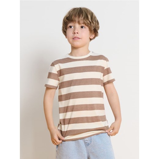 Sinsay - Koszulka w paski - kremowy ze sklepu Sinsay w kategorii T-shirty chłopięce - zdjęcie 184270167