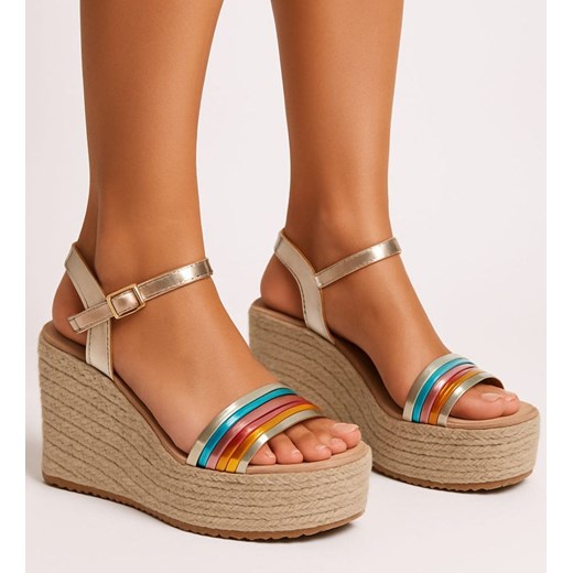 Sandały damskie na koturnie i platformie Kolorowe espadryle /A6-1 17870 G187/ ze sklepu Pantofelek24.pl w kategorii Espadryle damskie - zdjęcie 184270556