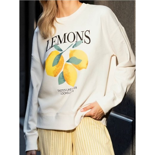 Sinsay - Bluza z nadrukiem cytryn - kremowy ze sklepu Sinsay w kategorii Bluzy damskie - zdjęcie 184276645