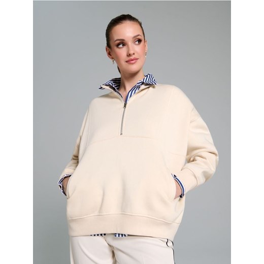 Sinsay - Bluza ze stójką - kremowy ze sklepu Sinsay w kategorii Bluzy damskie - zdjęcie 184276885