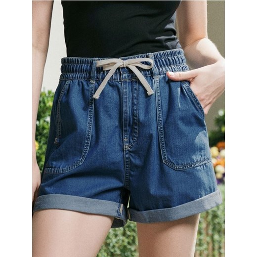 Sinsay - Szorty jeansowe paperbag high waist - niebieski ze sklepu Sinsay w kategorii Szorty - zdjęcie 184276947