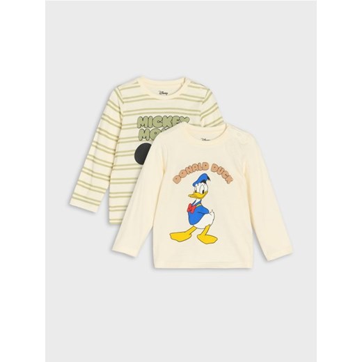 Sinsay - Koszulki z długimi rękawami 2 pack Mickey Mouse - kremowy - id: 730EM-01X - marki Sinsay - 184276958 Sinsay - Koszulki z długimi rękawami 2 pack Mickey Mouse - kremowy ze sklepu Sinsay w kategorii Bluzki dziewczęce - zdjęcie 184276958