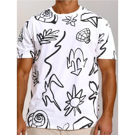 Sinsay - Koszulka z ozdobnym wzorem allover - biały ze sklepu Sinsay w kategorii T-shirty męskie - zdjęcie 184276967