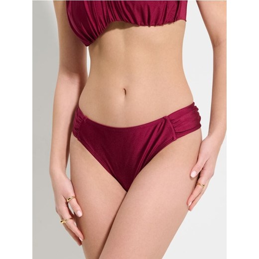 Sinsay - Dół od bikini z marszczeniem - bordowy ze sklepu Sinsay w kategorii Stroje kąpielowe - zdjęcie 184277068