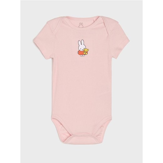 Sinsay - Body z prążkowanej dzianiny i ozdobnym haftem Miffy - różowy ze sklepu Sinsay w kategorii Odzież dla niemowląt - zdjęcie 184277196