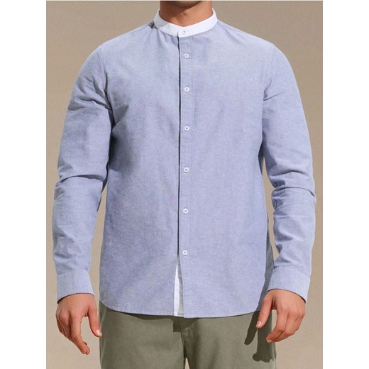 Sinsay - Bawełniana koszula slim fit - szary ze sklepu Sinsay w kategorii Koszule męskie - zdjęcie 184277276