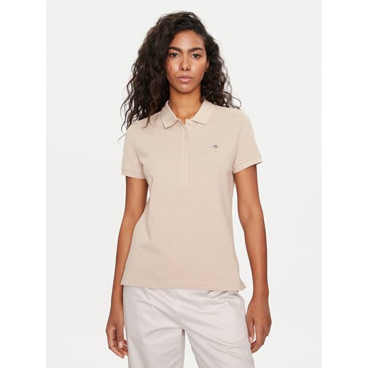 Gant Polo Shield 4200870 Beżowy Slim Fit ze sklepu MODIVO w kategorii Bluzki damskie - zdjęcie 184277676