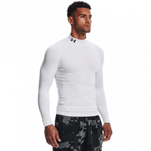 Męski longsleeve treningowy termoaktywny Under Armour UA CG Armour Comp Mock - biały ze sklepu Sportstylestory.com w kategorii T-shirty męskie - zdjęcie 184278139
