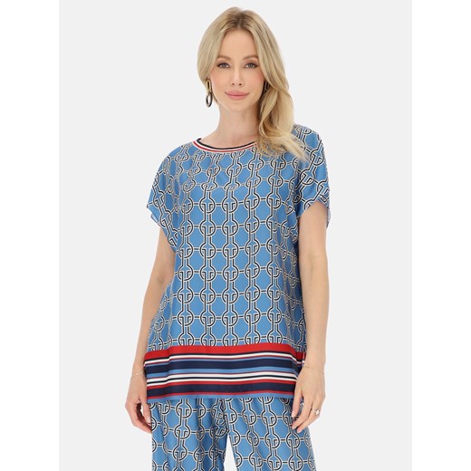 Wzorzysta bluzka o satynowym wykończeniu Potis & Verso Bagi ze sklepu Eye For Fashion w kategorii Bluzki damskie - zdjęcie 184278677